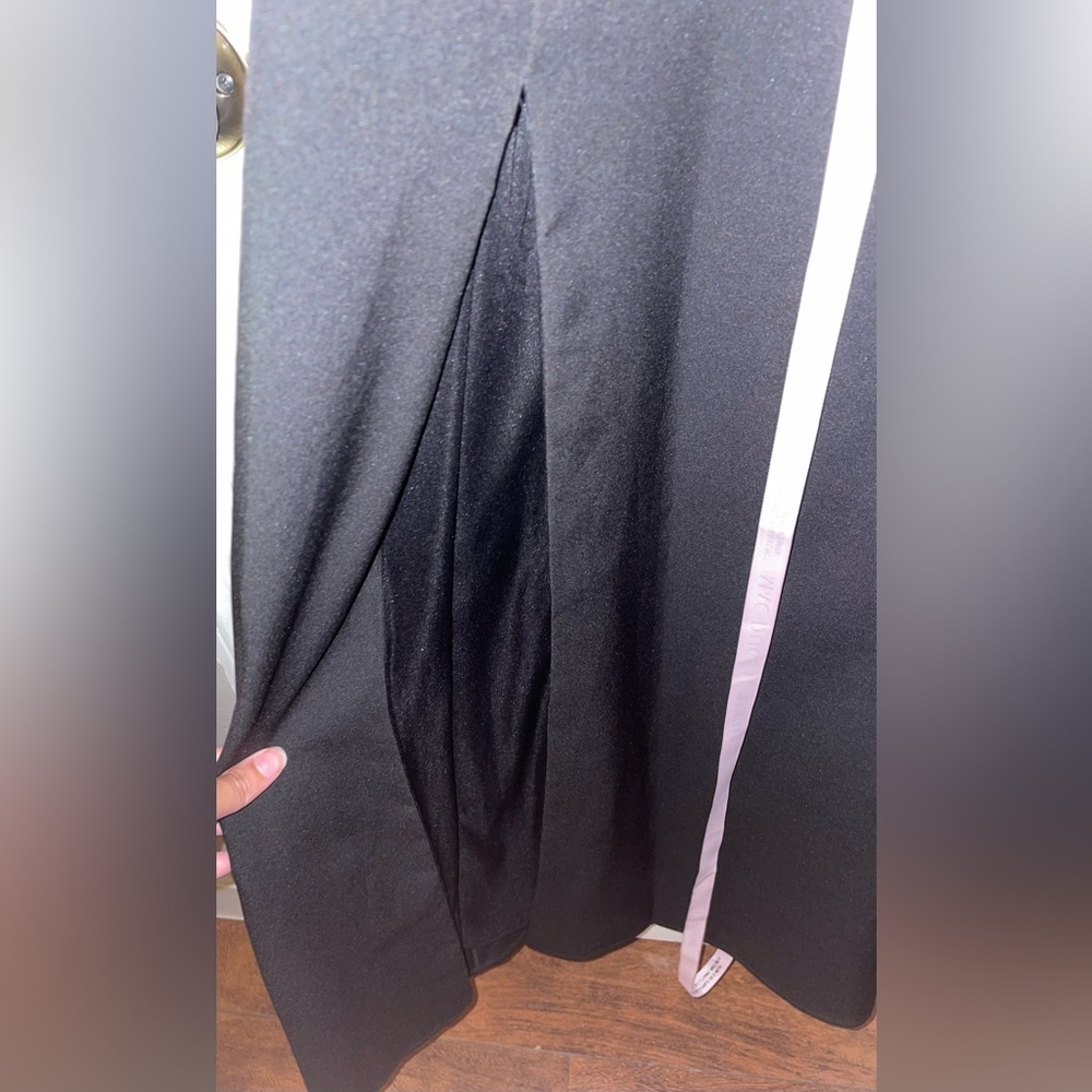 NWT Ieena for Mac Duggal Black Halter Column Gown with Rhinestone Bow Accent - Picture 8 of 11